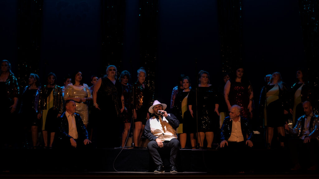 The historic Columbia Theatre in Longview, Washington, hosting the Cabaret Follies with live music, stage performances, and film screens as part of its longstanding role as a performing arts venue in the Lower Columbia region.